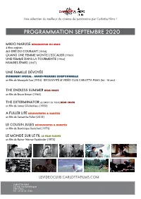Programmation Septembre 2020