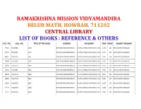Ramakrishna Mission Vidyamandira Belur Math, Howrah, 711202 Central Library List of Books : Reference & Others Acc