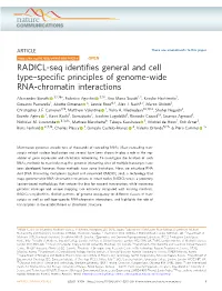 Specific Principles of Genome-Wide RNA-Chromatin Interactions
