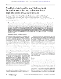 An Efficient and Scalable Analysis Framework for Variant Extraction and Refinement from Population-Scale DNA Sequence Data
