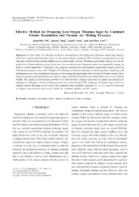 Effective Method for Preparing Low-Oxygen Titanium Ingot By