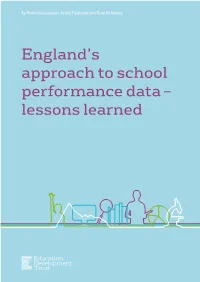 England's Approach to School Performance Data – Lessons Learned