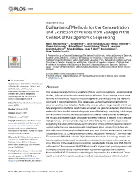 Evaluation of Methods for the Concentration and Extraction of Viruses from Sewage in the Context of Metagenomic Sequencing