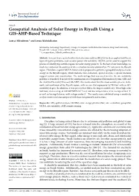 Geospatial Analysis of Solar Energy in Riyadh Using a GIS-AHP-Based Technique