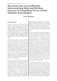 Interweaving Oral and Written Sources in Compiling Torres Strait Islander Genealogies