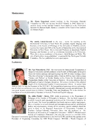 Moderators: Lecturers