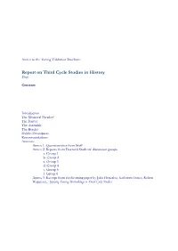 Report on Third Cycle Studies in History Draft