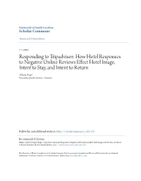 Responding to Tripadvisor: How Hotel Responses to Negative