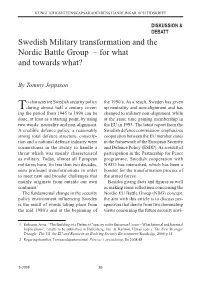 Swedish Military Transformation and the Nordic Battle Group – for What and Towards What?