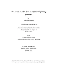 The Social Construction of Blockchain Privacy Platforms