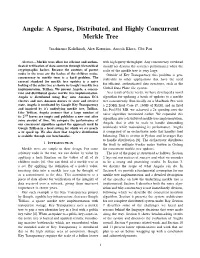 Angela: a Sparse, Distributed, and Highly Concurrent Merkle Tree