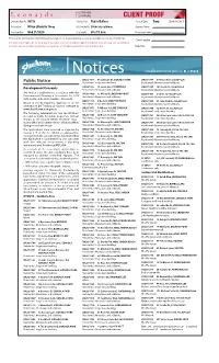 CLIENT PROOF Leonards Key No: 98716 Section/Sort: Public Notices Account Exec: Tracy Client Rev