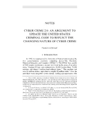 Notes Cyber Crime 2.0: an Argument to Update the United States Criminal