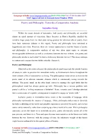 Poetry and Philosophy: Towards a Comparative Analysis Aayushee Garg