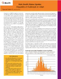 Special Edition Health Status Update: Hepatitis a Outbreak in Utah