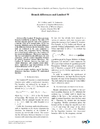 Branch Differences and Lambert W