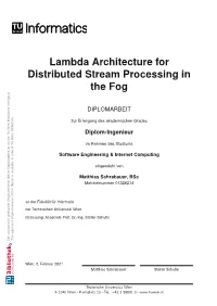 Lambda Architecture for Distributed Stream Processing in the Fog