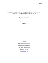 Measuring Transparency: Towards a Greater Understanding of Systemic Transparence and Accountability
