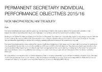 Permanent Secretary Individual Performance Objectives 2015/16