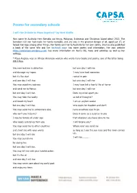 Poems for Secondary Schools