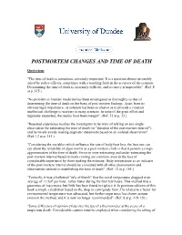 Postmortem Changes and Time of Death