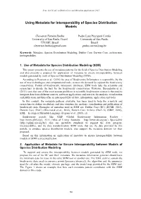 Using Metadata for Interoperability of Species Distribution Models