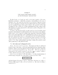 1 Lecture 7 the POINCARÉ DISK MODEL of HYPERBOLIC