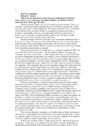 1 Why Not Capitalism? Richard J. Arneson [This Is the Not-Quite-Final Version of an Essay Published in Distributive Justice