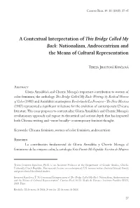 A Contextual Interpretation of This Bridge Called My Back: Nationalism, Androcentrism and the Means of Cultural Representation