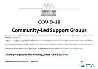 COVID-19 Community-Led Support Groups