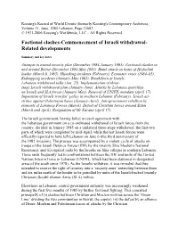 Factional Clashes-Commencement of Israeli Withdrawal- Related Developments