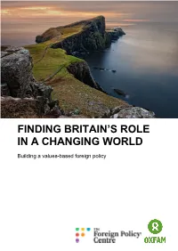 Finding Britain's Role in a Changing World: Building a Values-Based