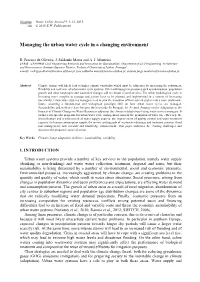 Managing the Urban Water Cycle in a Changing Environment