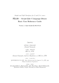 SLLIB – Script-Like C-Language Library Basic User Reference Guide