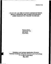 Study of Lag Time of River Chenab Between Marala Barrage and Khanki Headworks Using Radioactive Tracer Technique