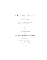 The Elements of Automatic Summarization