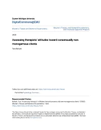 Assessing Therapists' Attitudes Toward Consensually Non-Monogamous Clients