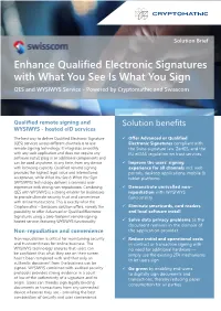 Enhance Qualified Electronic Signatures with What You See Is What You Sign QES and WYSIWYS Service - Powered by Cryptomathic and Swisscom