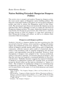 Nation Building Extended: Hungarian Diaspora Politics