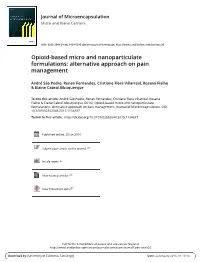 Opioid-Based Micro and Nanoparticulate Formulations: Alternative Approach on Pain Management