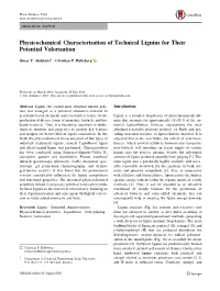 Physicochemical Characterisation of Technical Lignins for Their Potential Valorisation