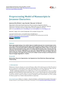 Preprocessing Model of Manuscripts in Javanese Characters