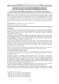 Sources of Air Pollution, Environmental Impacts And