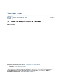 St. Thomas on Deprogramming: Is It Justifiable?