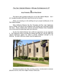 The San Gabriel Mission: Whose Architecture Is It?