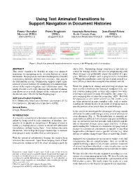 Using Text Animated Transitions to Support Navigation in Document Histories