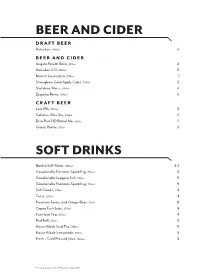 Beer and Cider Soft Drinks