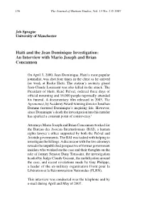Haiti and the Jean Dominique Investigation: an Interview with Mario Joseph and Brian Concannon