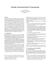 Monadic Functional Reactive Programming
