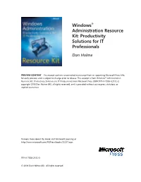 Sample Content from Windows Administration Resource Kit: Productivity Solutions for IT Professionals